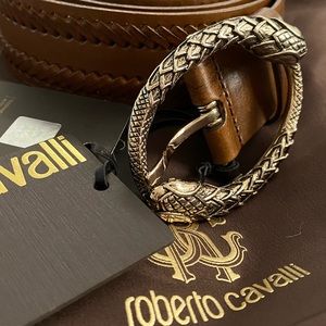 Roberto Cavalli Leather Snake Belt